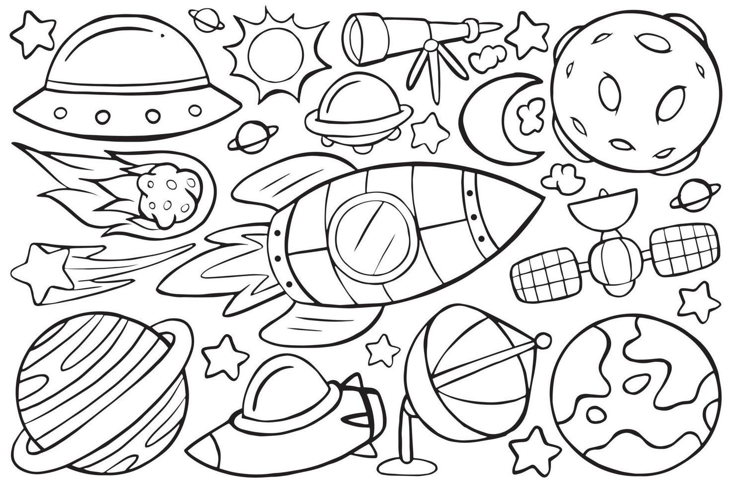 space object in doodle style vector