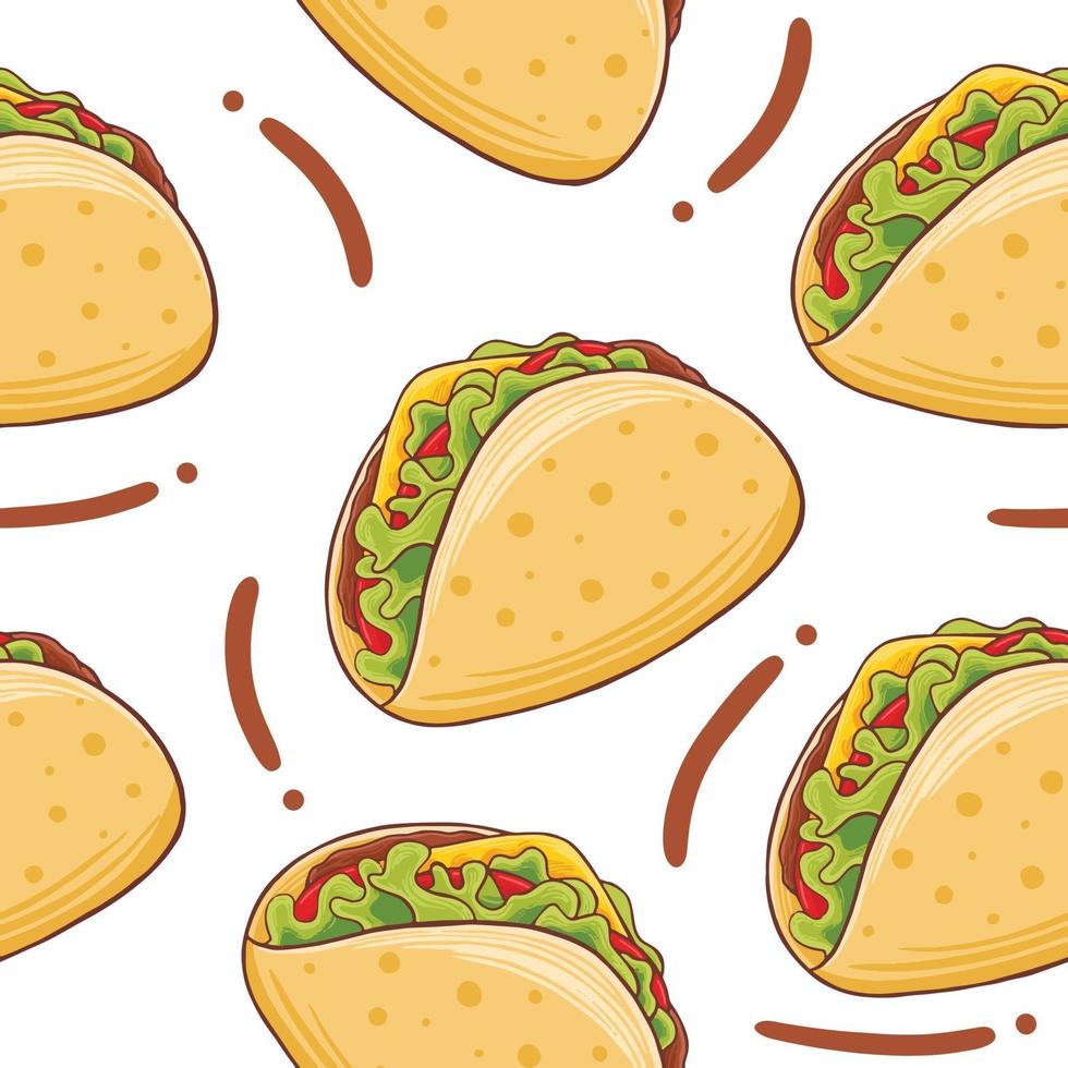 taco de patrones sin fisuras en el estilo de diseño plano vector