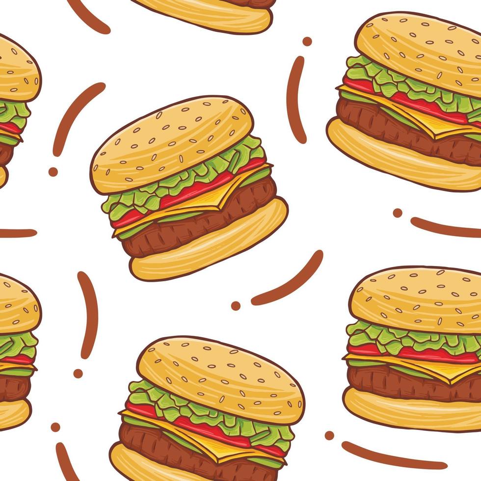 hamburguesa de patrones sin fisuras en el estilo de diseño plano vector