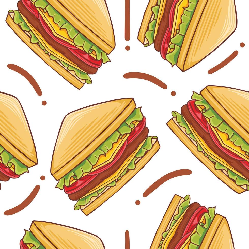 sándwich de patrones sin fisuras en el estilo de diseño plano vector