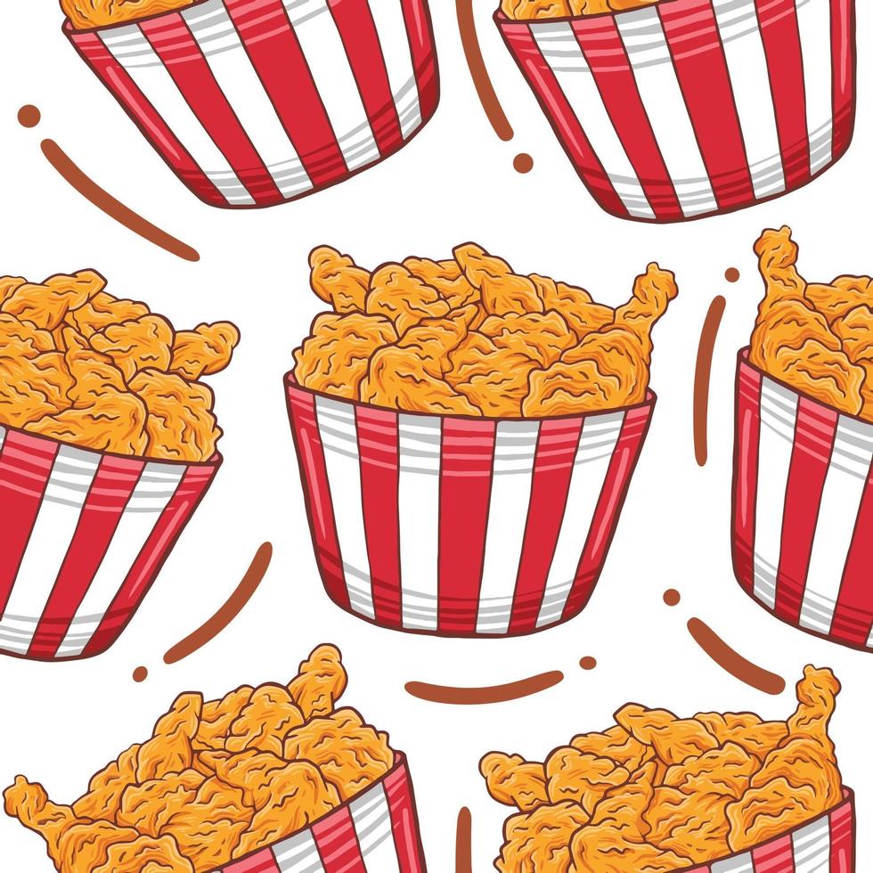 Fried Chicken Seamless Pattern in flat design style vector