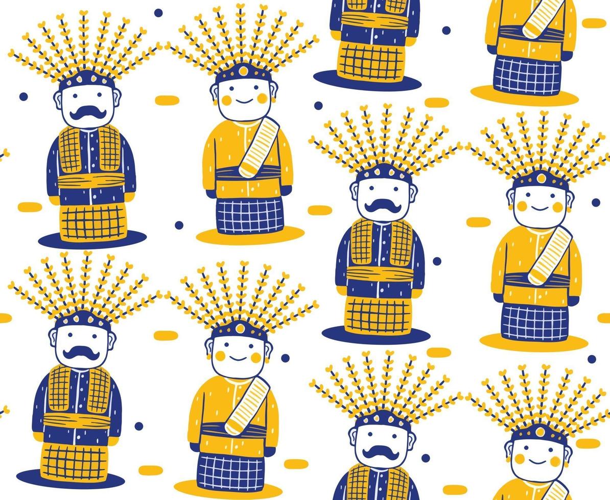 Ondel-ondel Seamless Pattern in flat design style vector