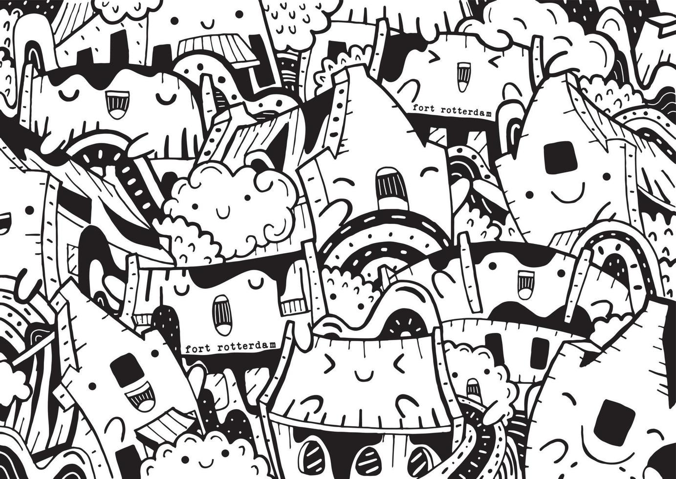 fort rotterdam in doodle style vector