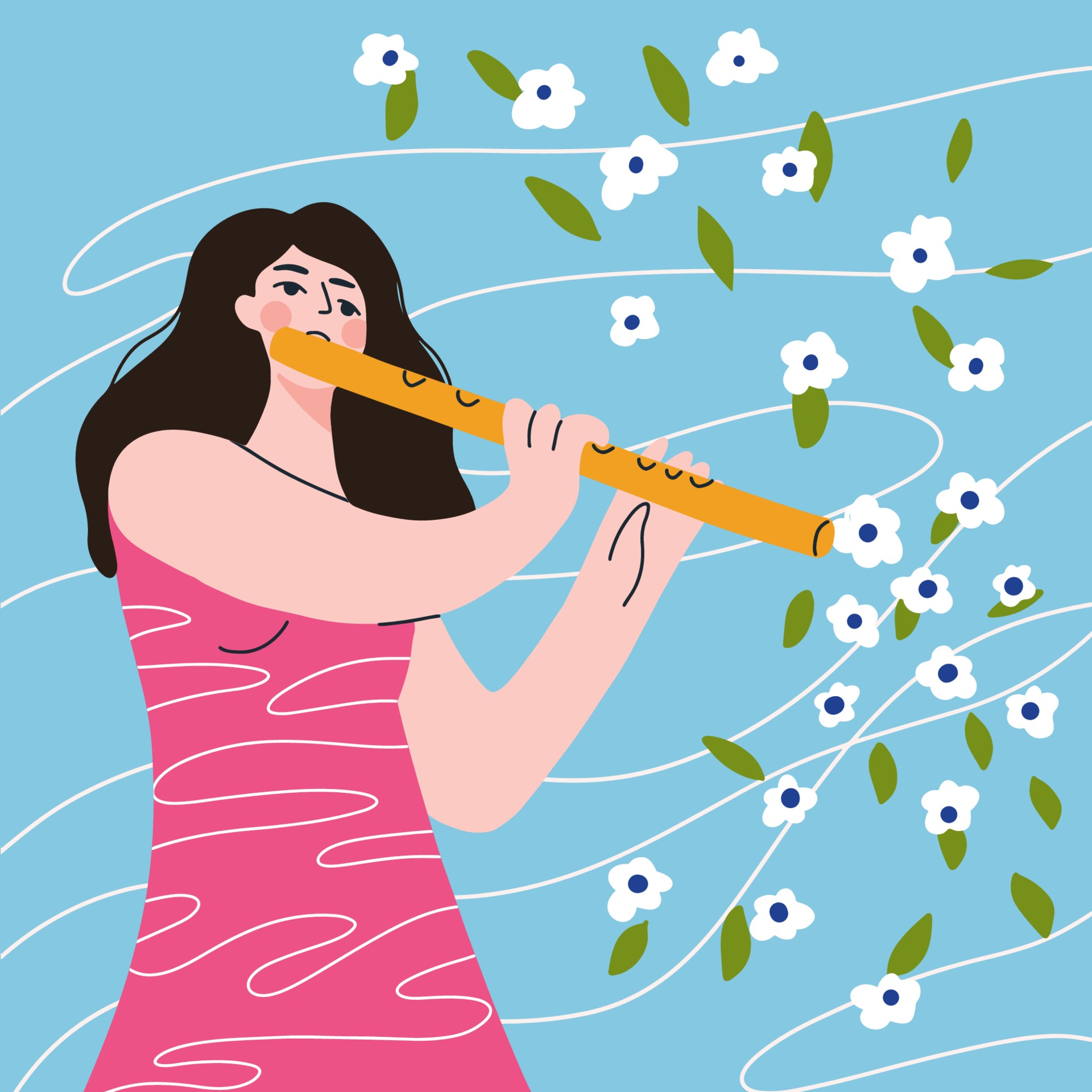 Cartoon Flute Player