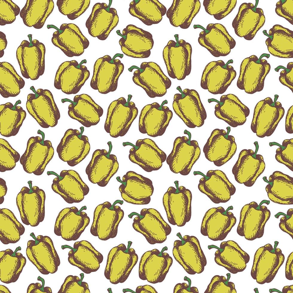 yellow peppers seamless pattern,  with vegetables. vector