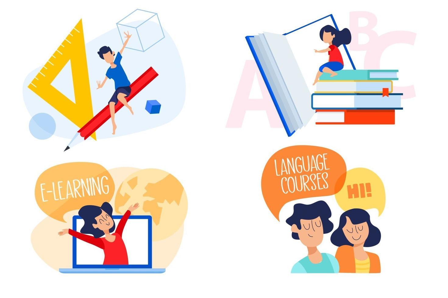 Set of education illustrations vector