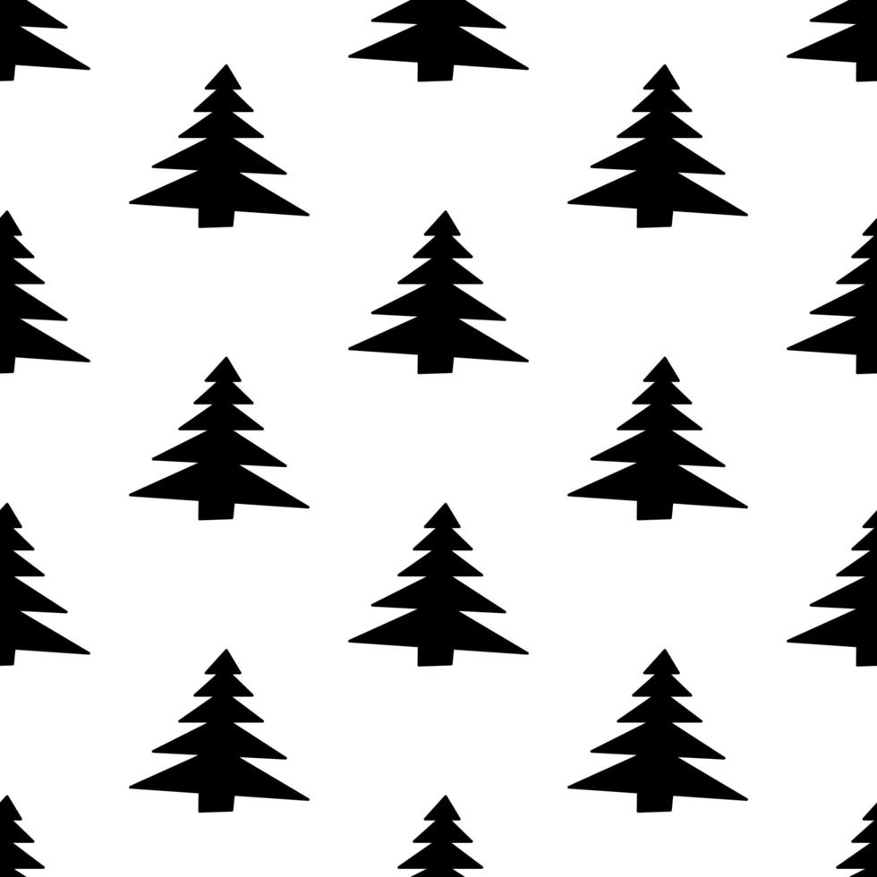 Seamless pattern made from doodle abstract fir trees Isolated on white vector