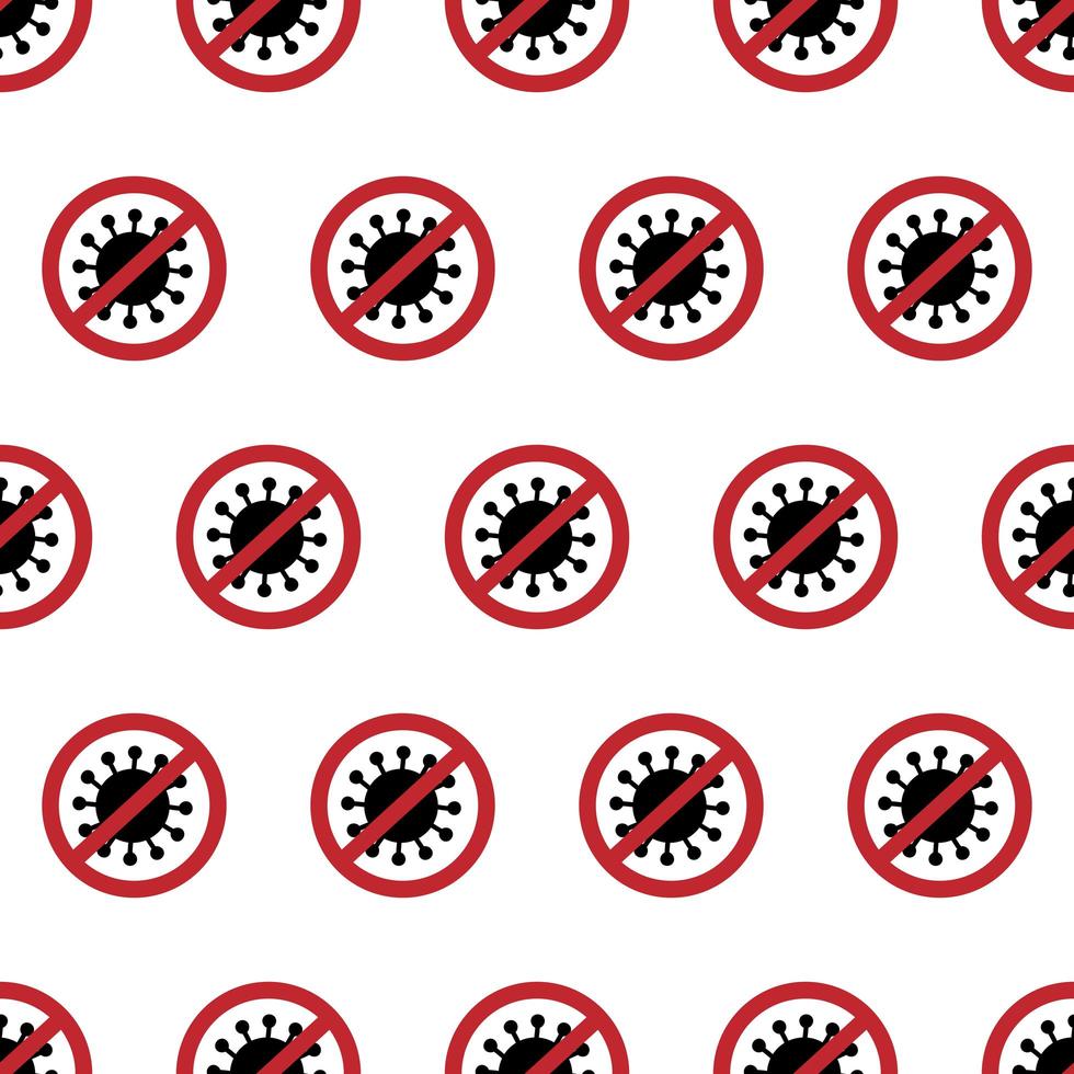 Coronavirus hand drawn bacterias in seamless pattern.l vector