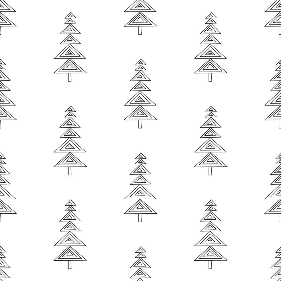 Seamless pattern made from doodle abstract fir trees Isolated on white vector