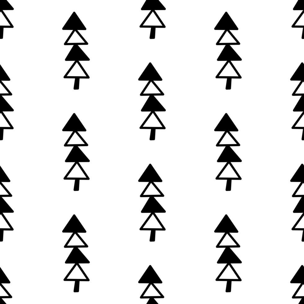 Seamless pattern made from doodle abstract fir trees Isolated on white vector