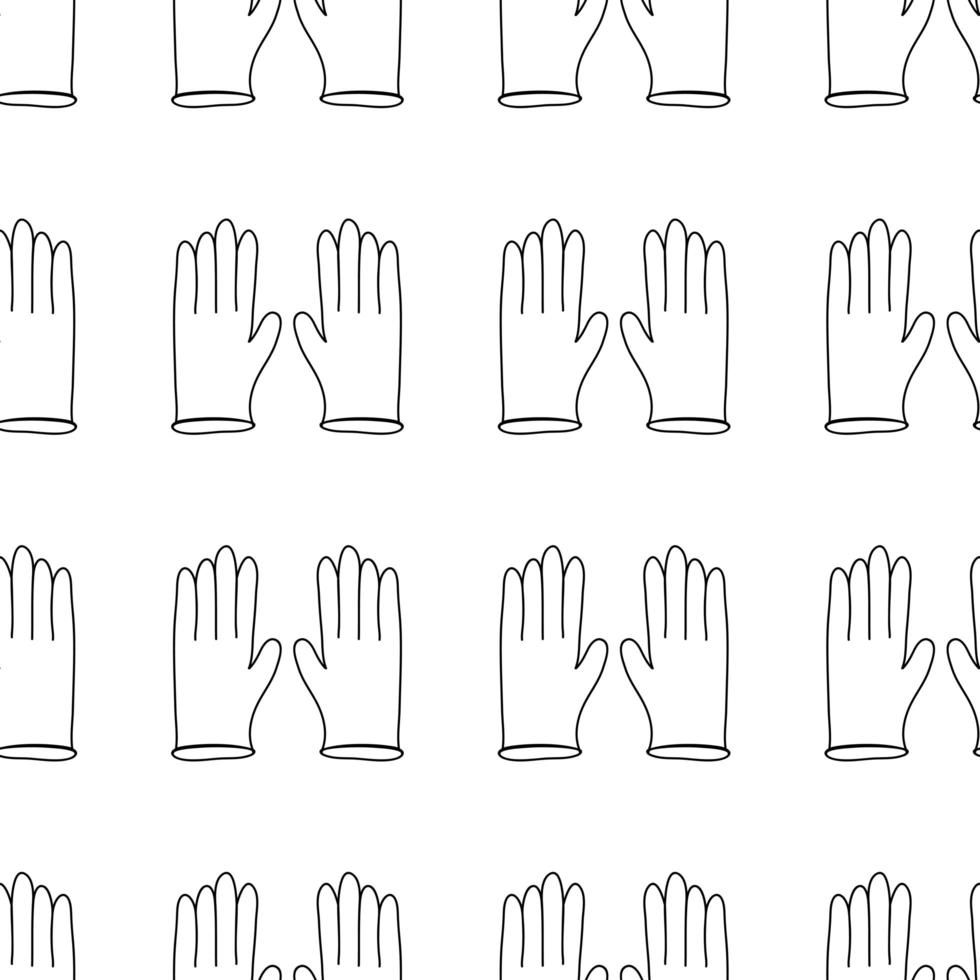 Seamless pattern made from hand drawn latex gloves illustration vector