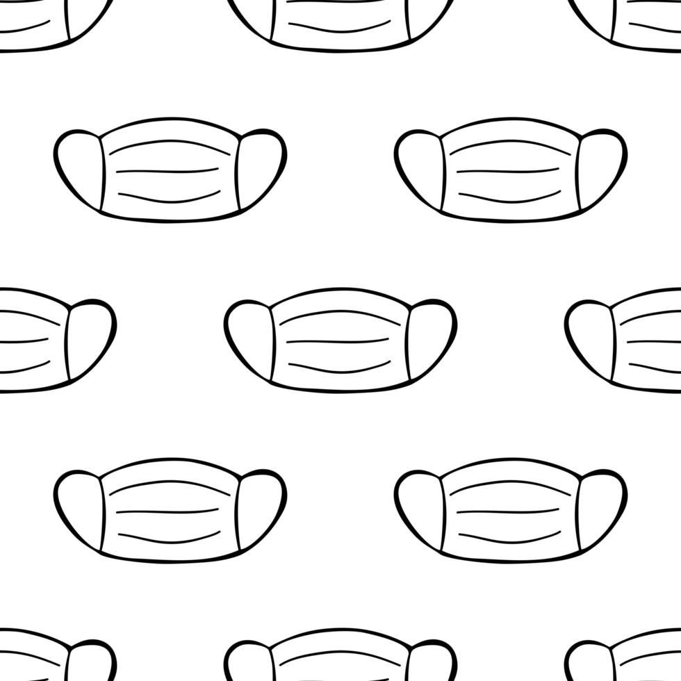Seamless pattern made from hand drawn face mask illustration vector