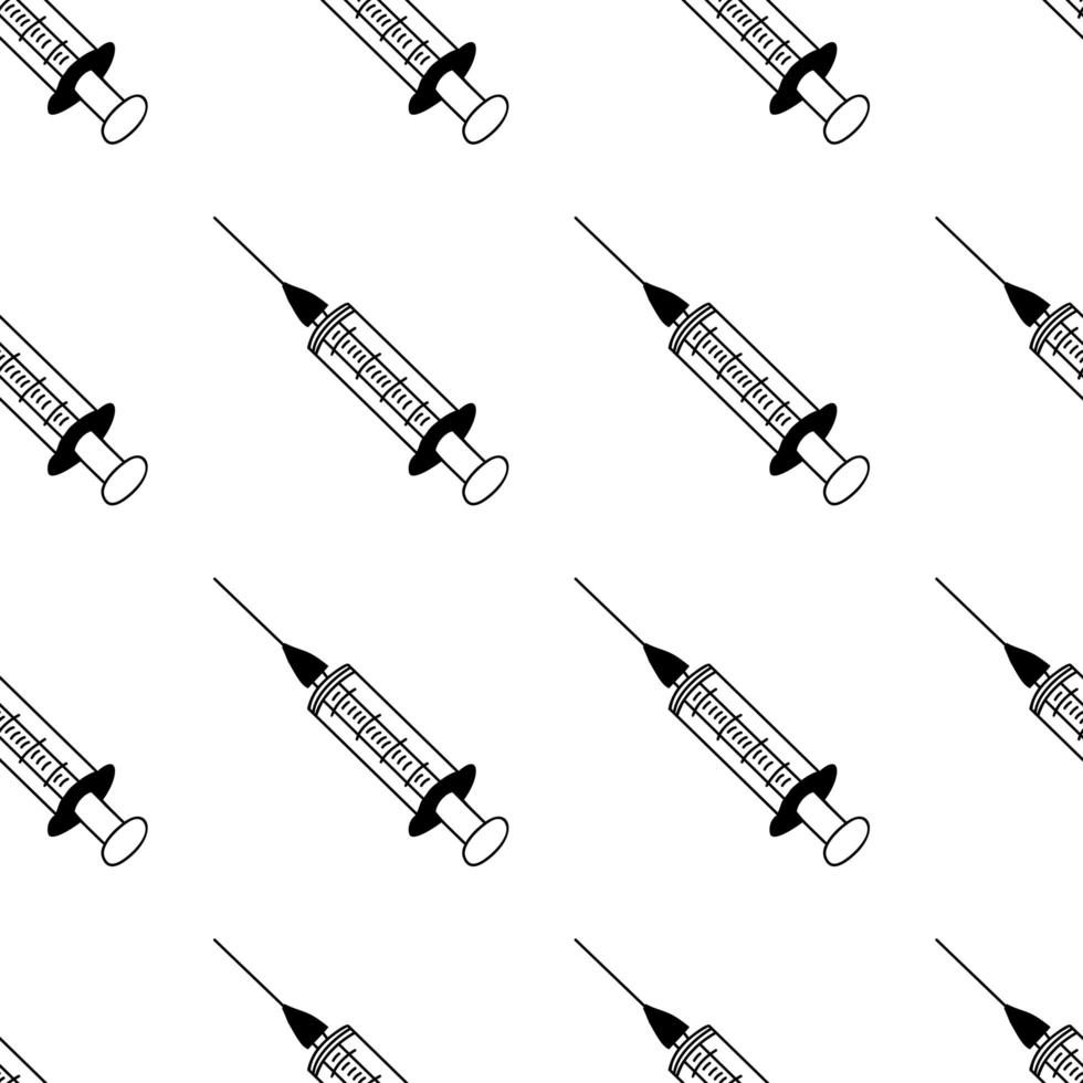 Seamless pattern made from hand drawn syringe illustration vector