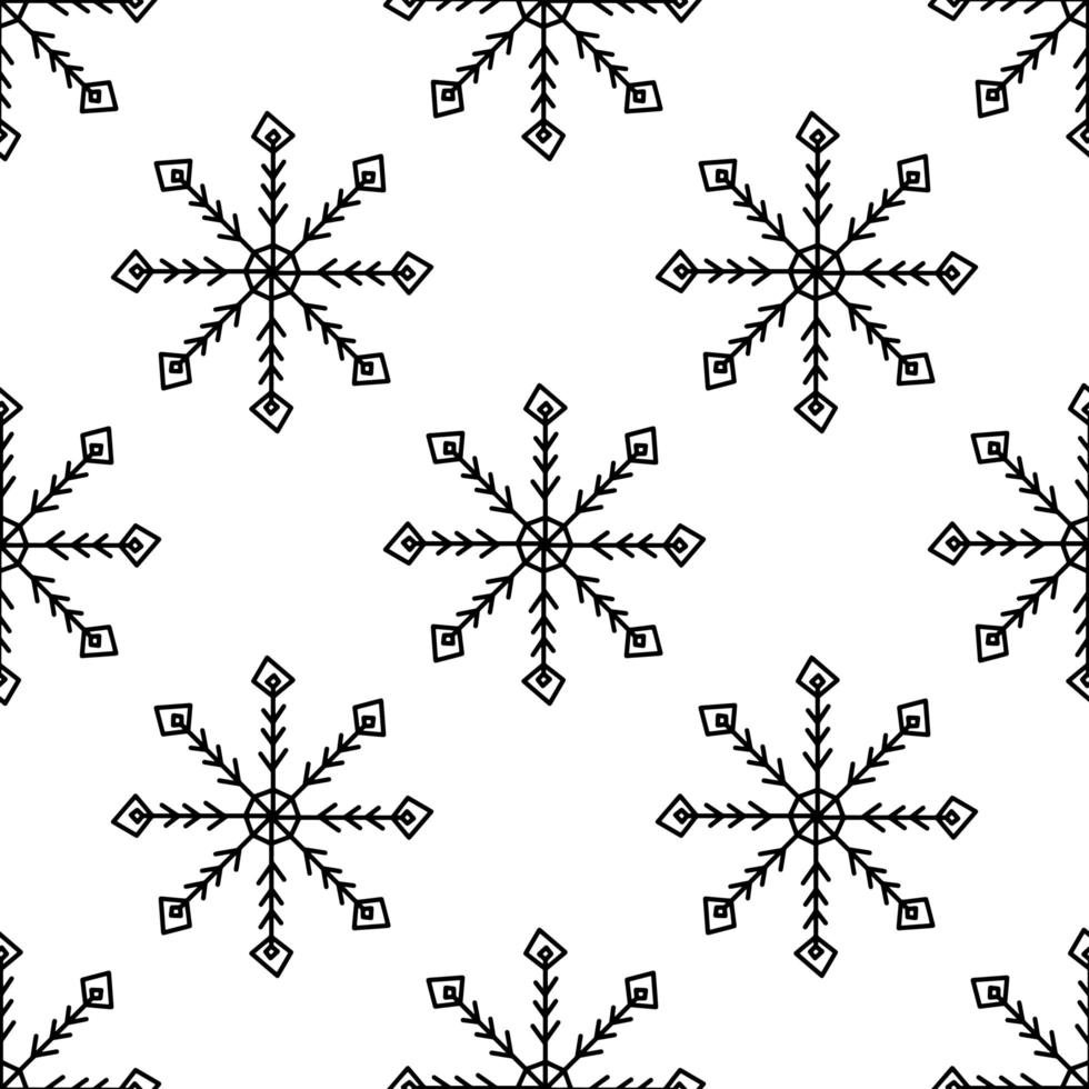 Seamless pattern from doodle abstract snowflakes. Isolated on a white vector