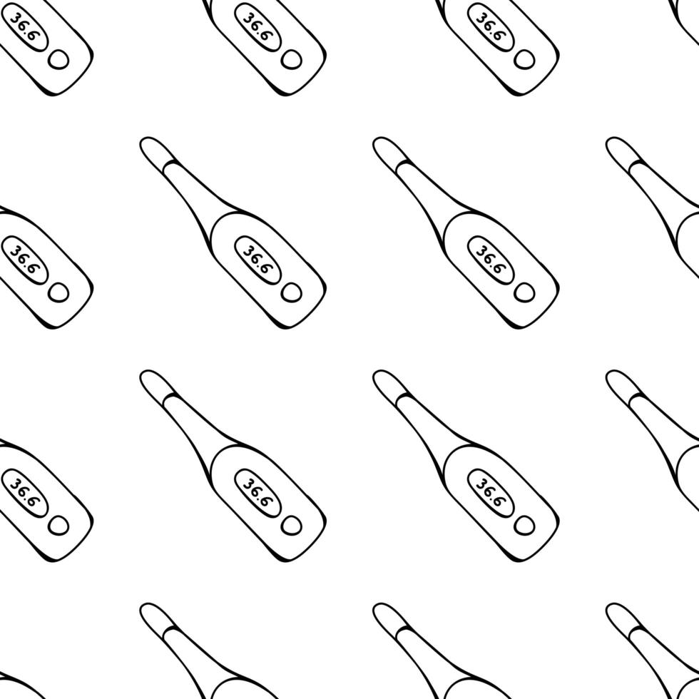 Seamless pattern made from hand drawn thermometer illustration. vector