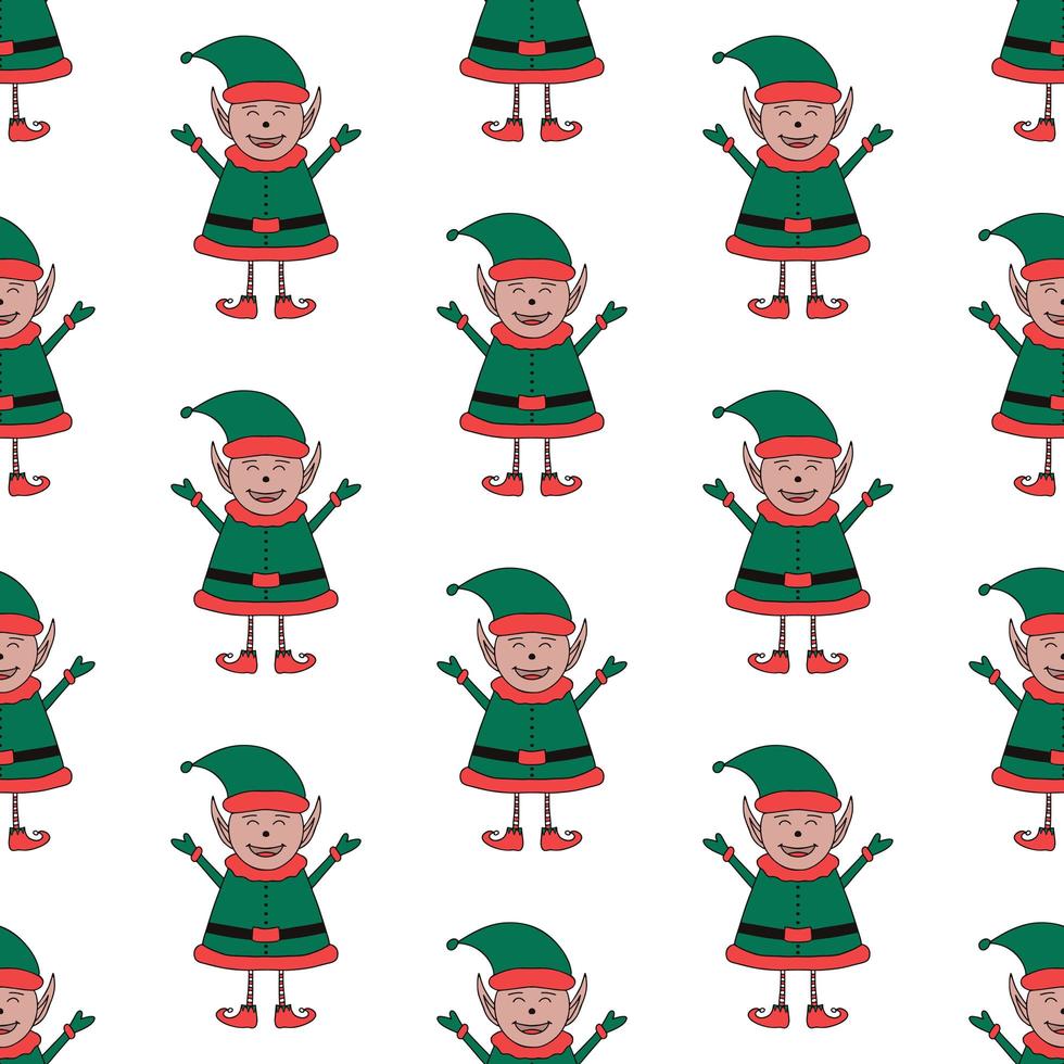 Christmas seamless pattern made from Elf character on a white vector