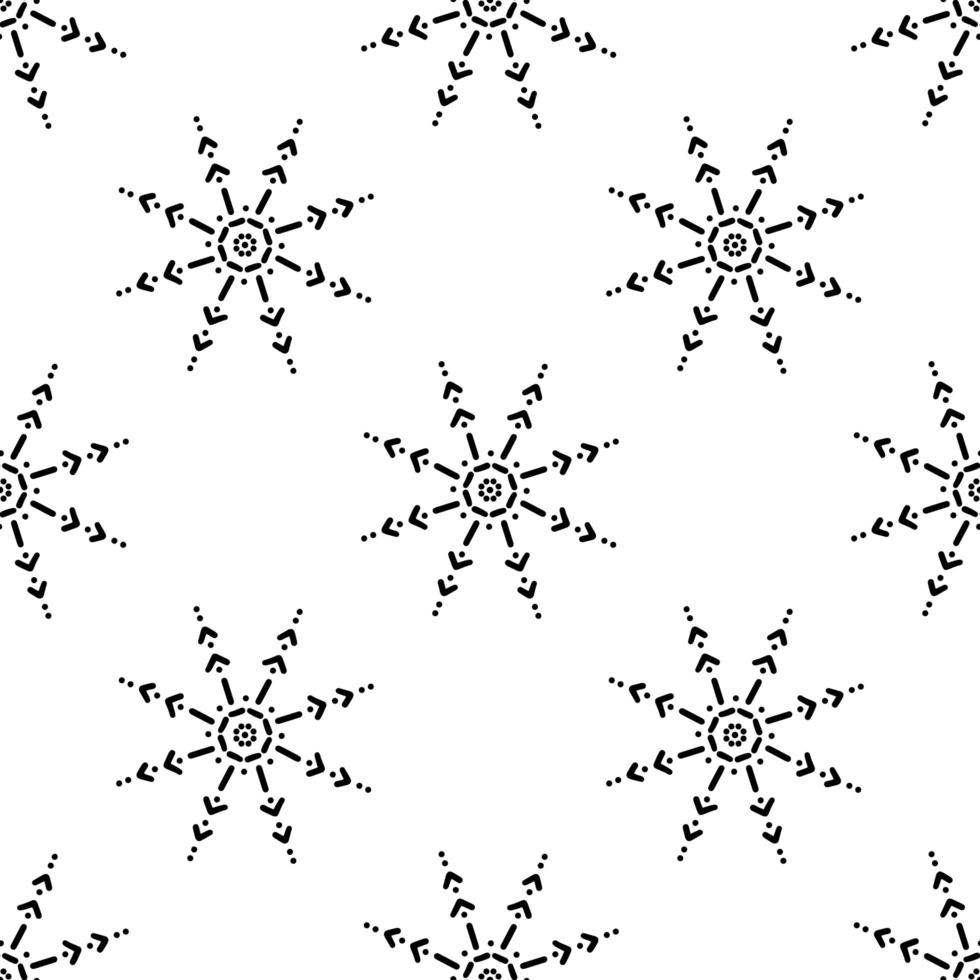 Seamless pattern from doodle abstract snowflakes Isolated on white vector