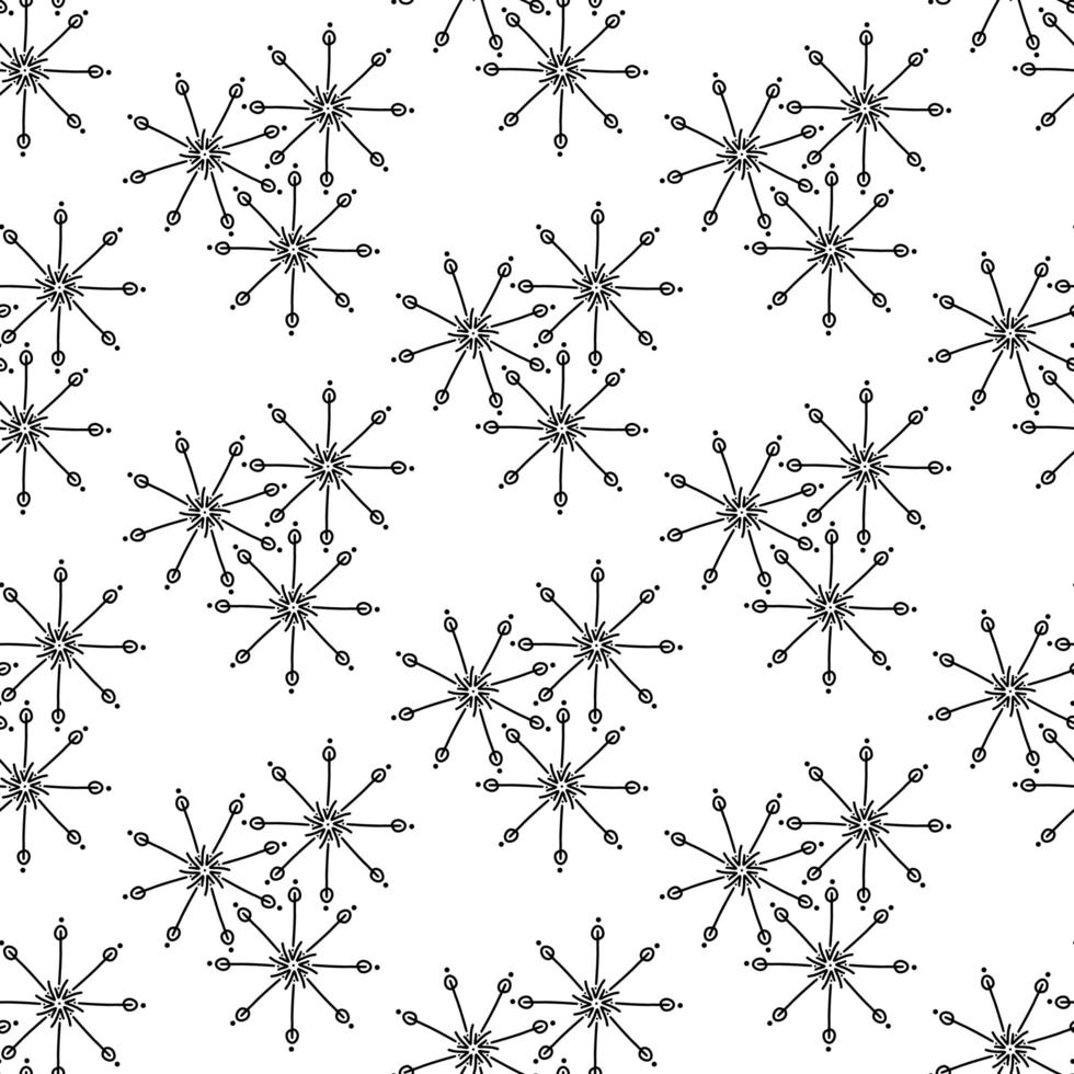 Seamless pattern made from doodle abstract snowflakes vector