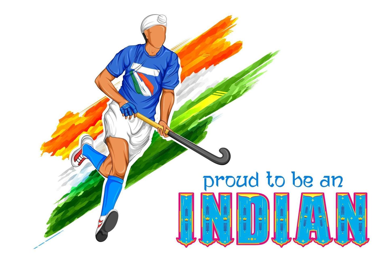 Indian sportsman field hockey player in championship vector