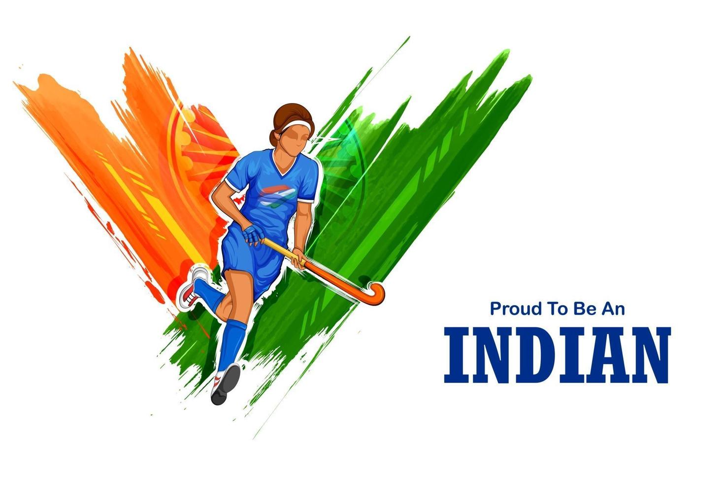 Indian sportsman field hockey player in championship vector