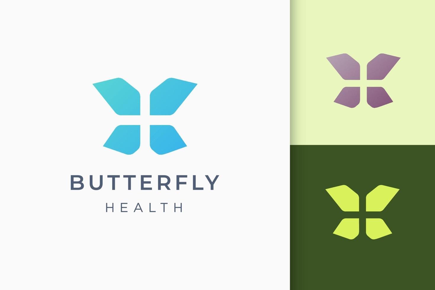 mariposa o salud más logotipo abstracto en forma simple y moderna vector