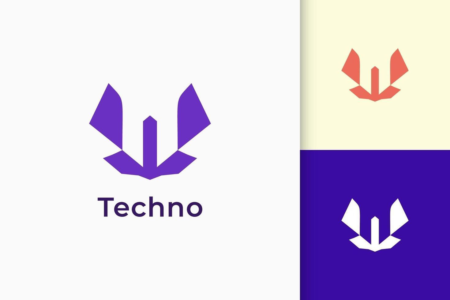 Desarrollo o logotipo de software en abstracto letra w representan tecnología vector