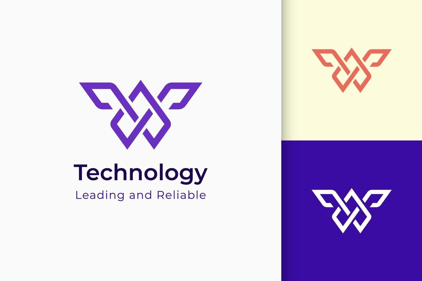 El logotipo de innovación o inteligencia en forma abstracta representa la tecnología. vector