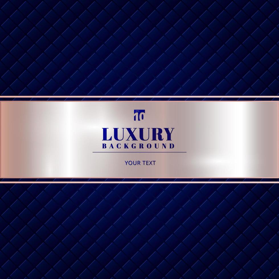 Luxury blue background squares texture and pink gold banner vector