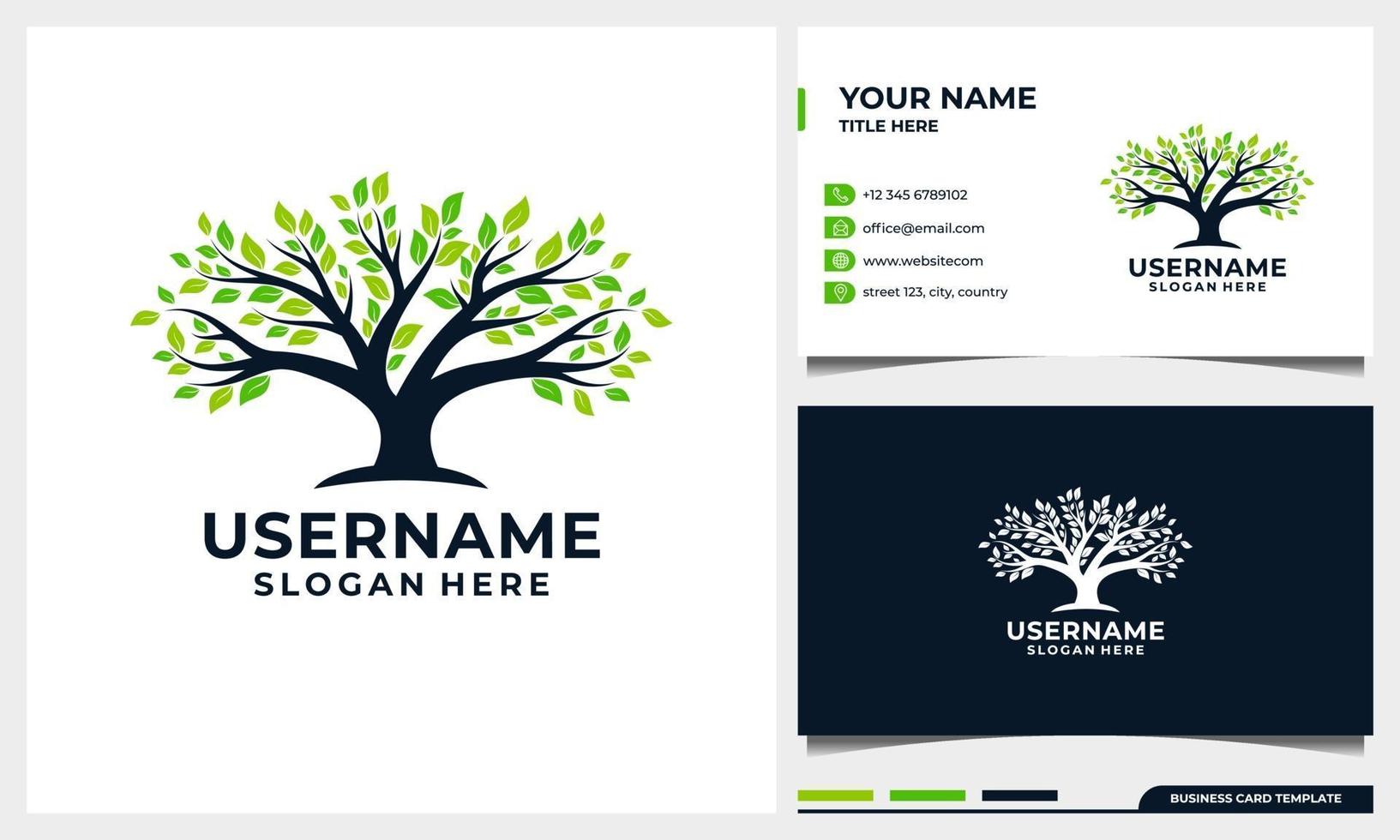 Tree of life logo design, nature tree illustration with business card vector