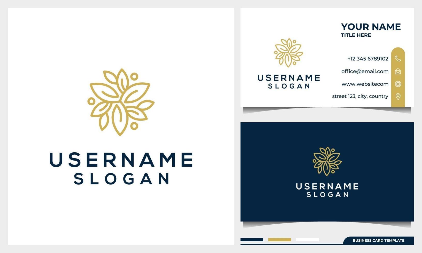 abstract flower logo design with business card template vector