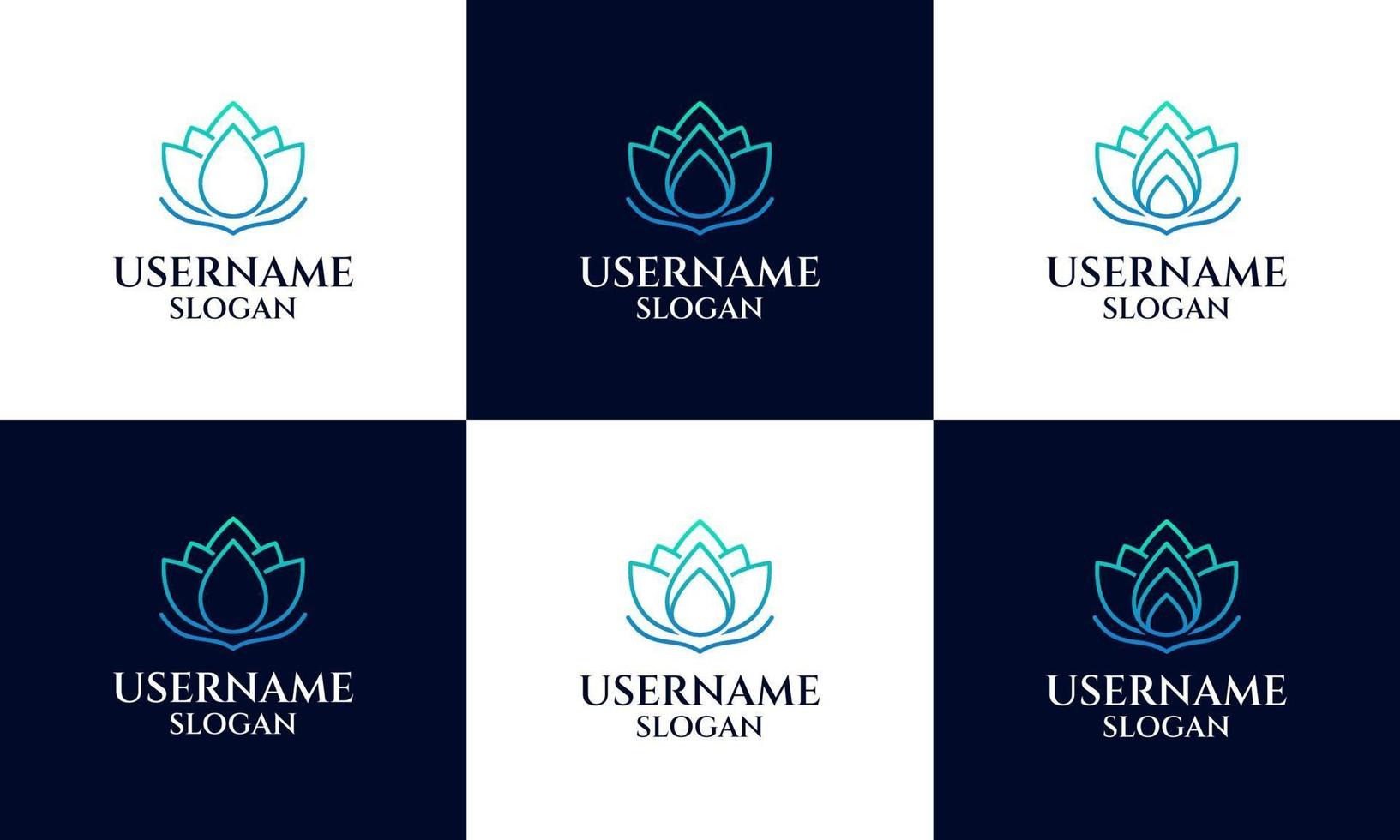 conjunto de plantilla de diseño de logotipo de loto estilo de arte de línea de flor de magnolia vector