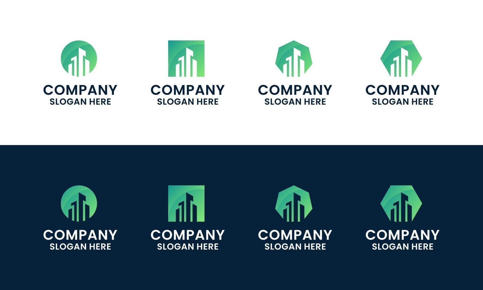 set of abstract modern building Architecture real estate logo template vector