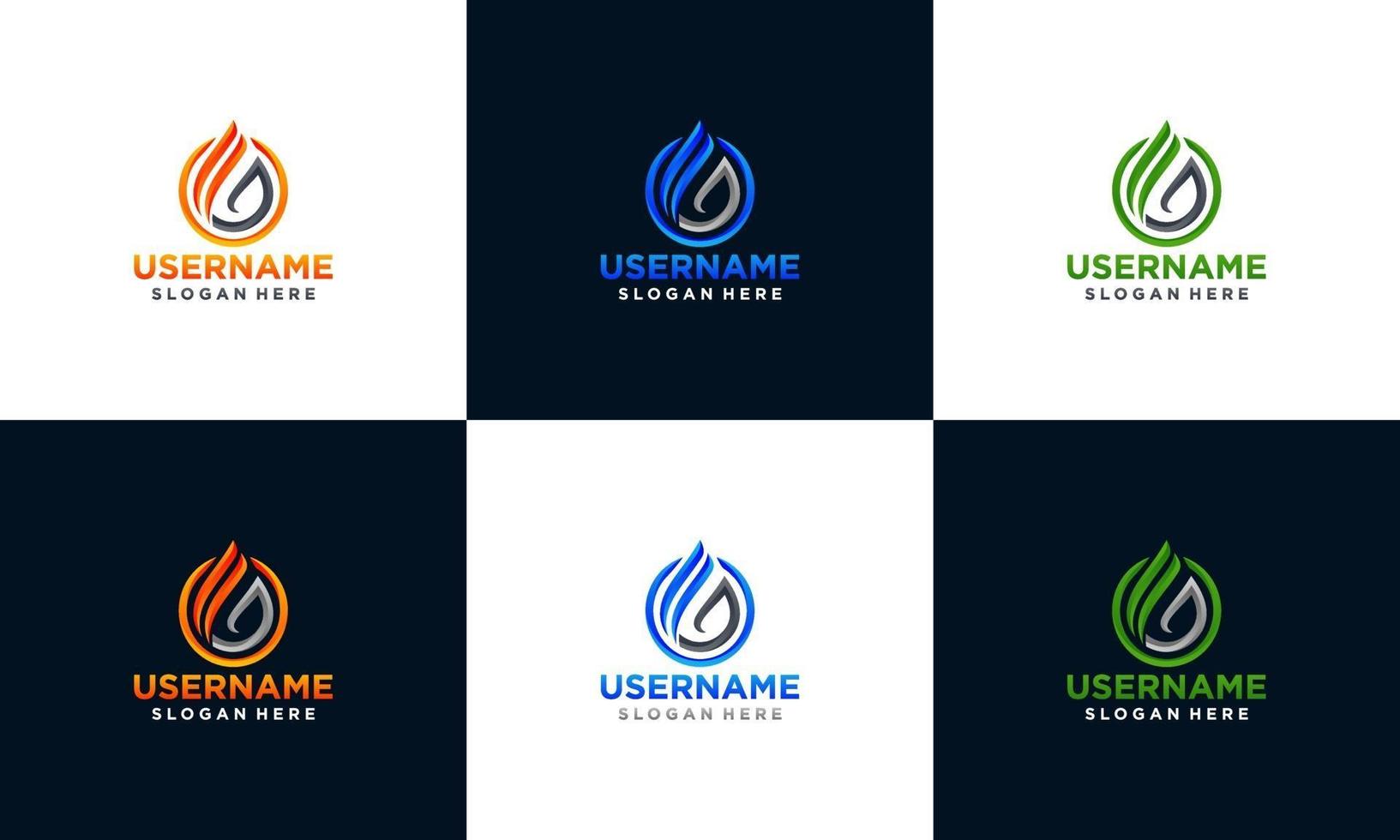 Set of gradient Abstract fire flame logo design template vector