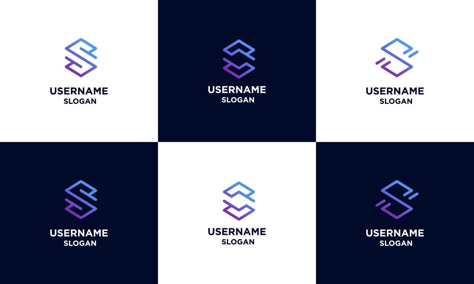 set of initial letter S logo design template with line art style vector