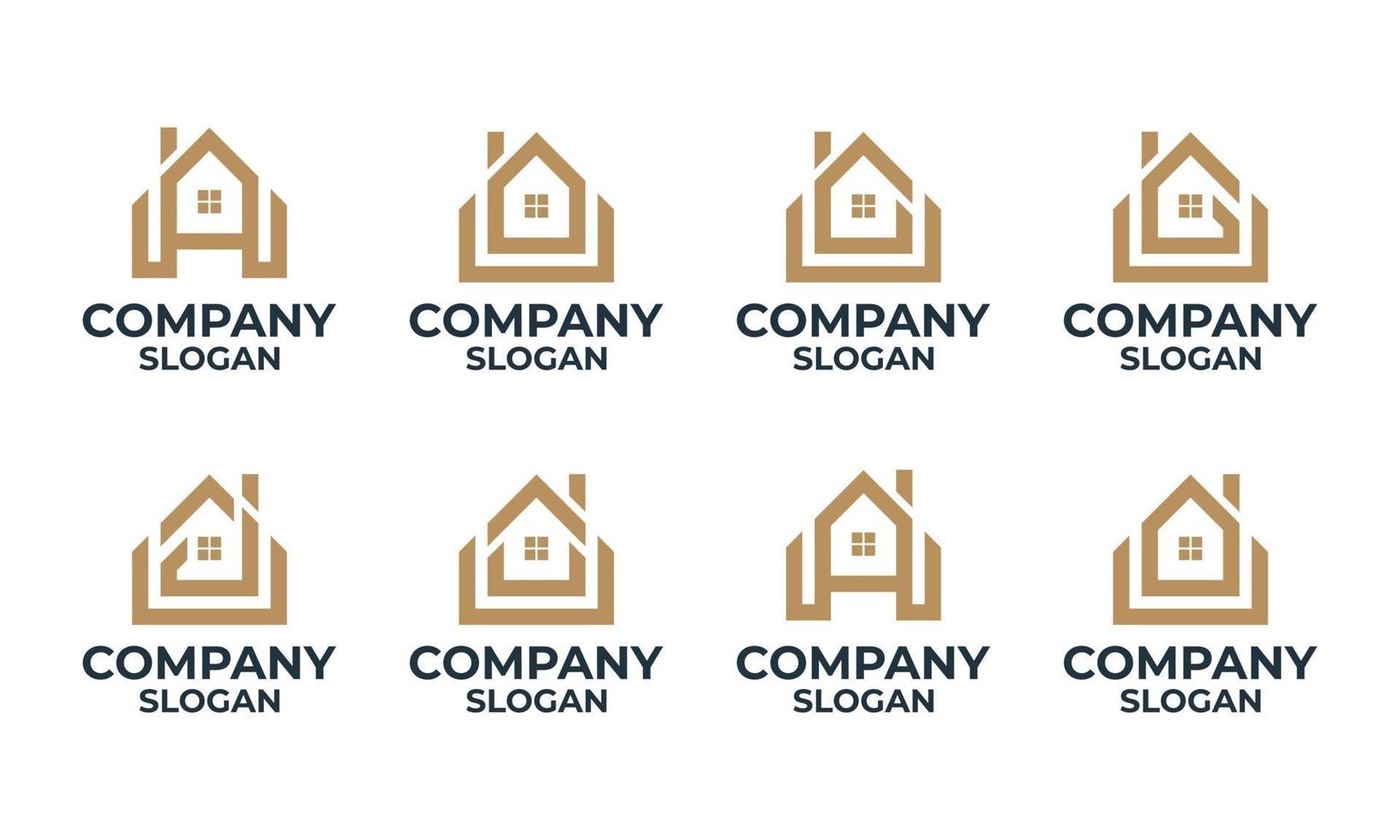 set of monogram home house building with initial letter logo template vector