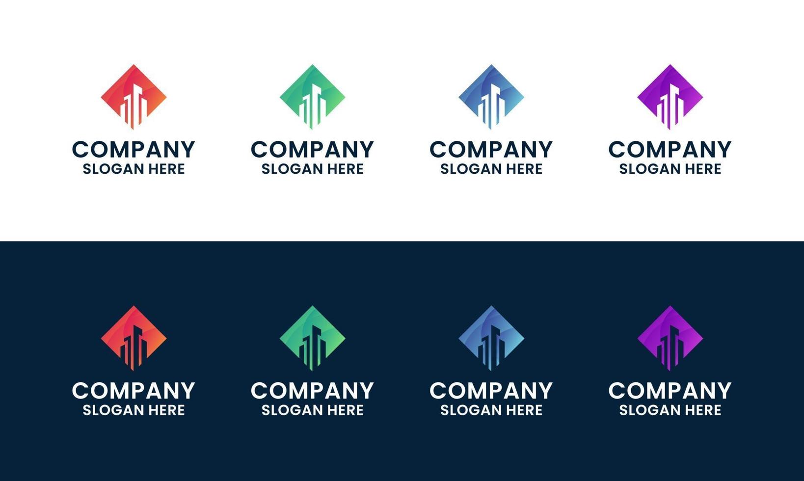 set of abstract modern building Architecture real estate logo template vector