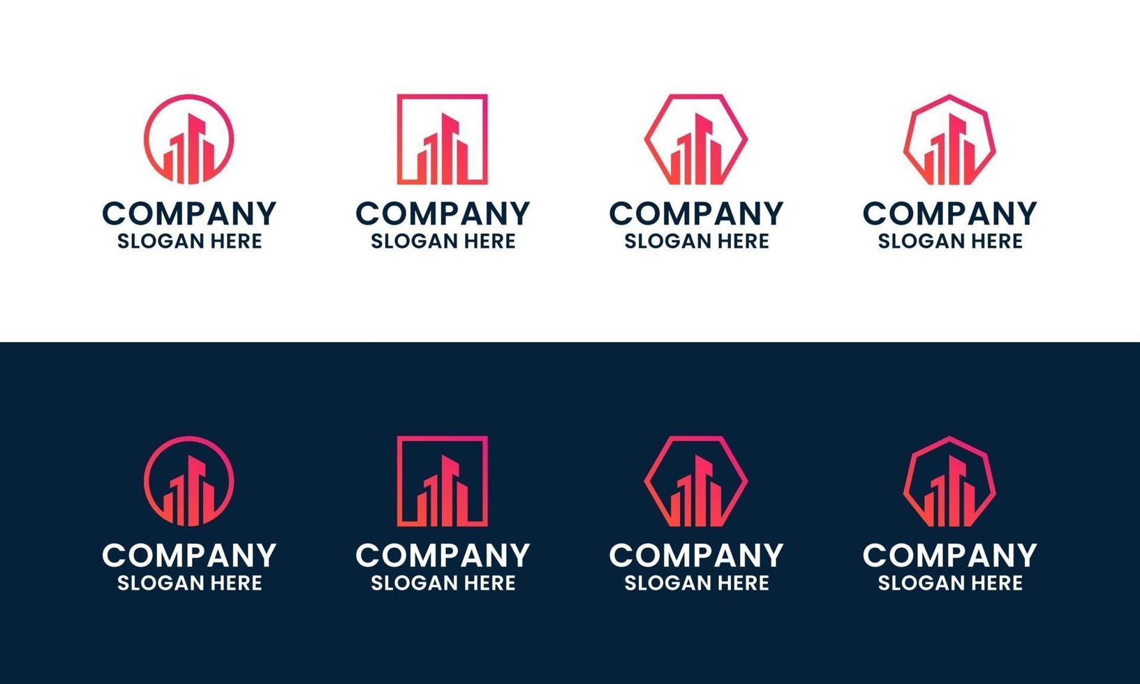 set of abstract modern building Architecture real estate logo template vector