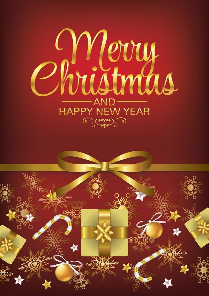 merry christmas art vector luxury card on red background