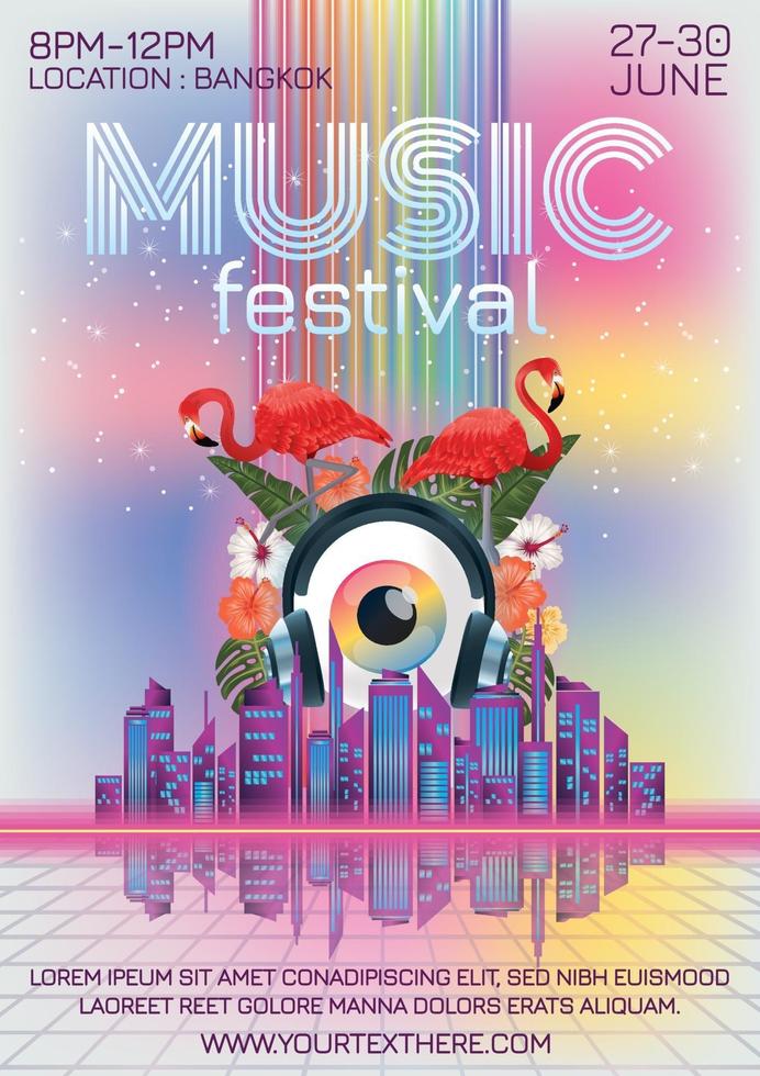 cartel del festival de música cartel de fantasía para fiesta vector