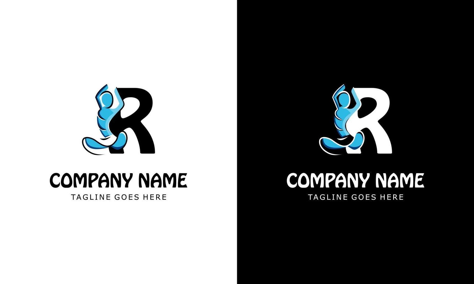 letter R with a yoga person. Logo Icon vector illustration