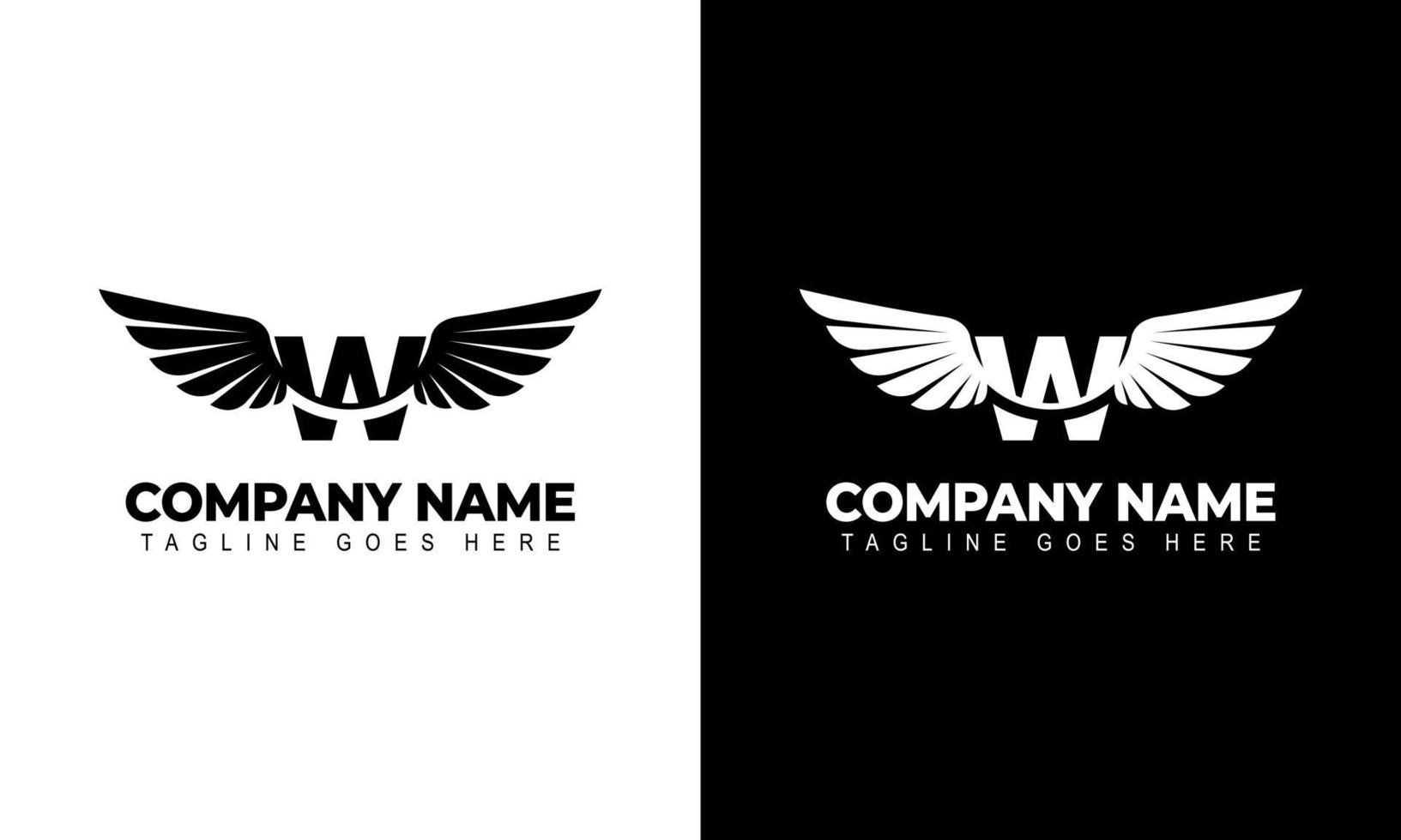 Letra w con alas logo etiqueta emblema signo sello. ilustraciones vectoriales vector