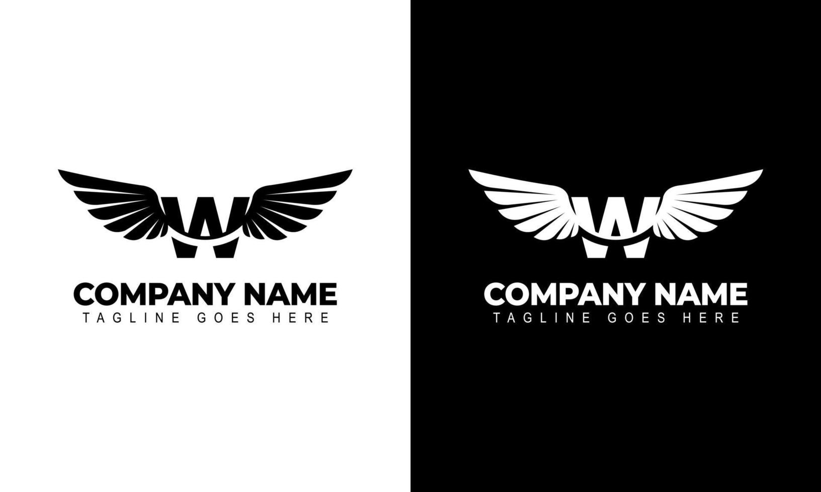 Letter W with wings logo label emblem sign stamp. Vector illustrations