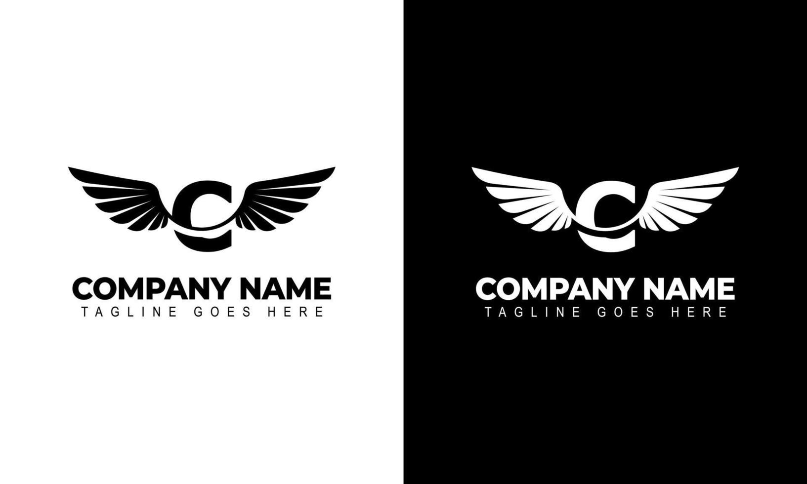 Letter C with wings logo label emblem sign stamp. Vector illustrations