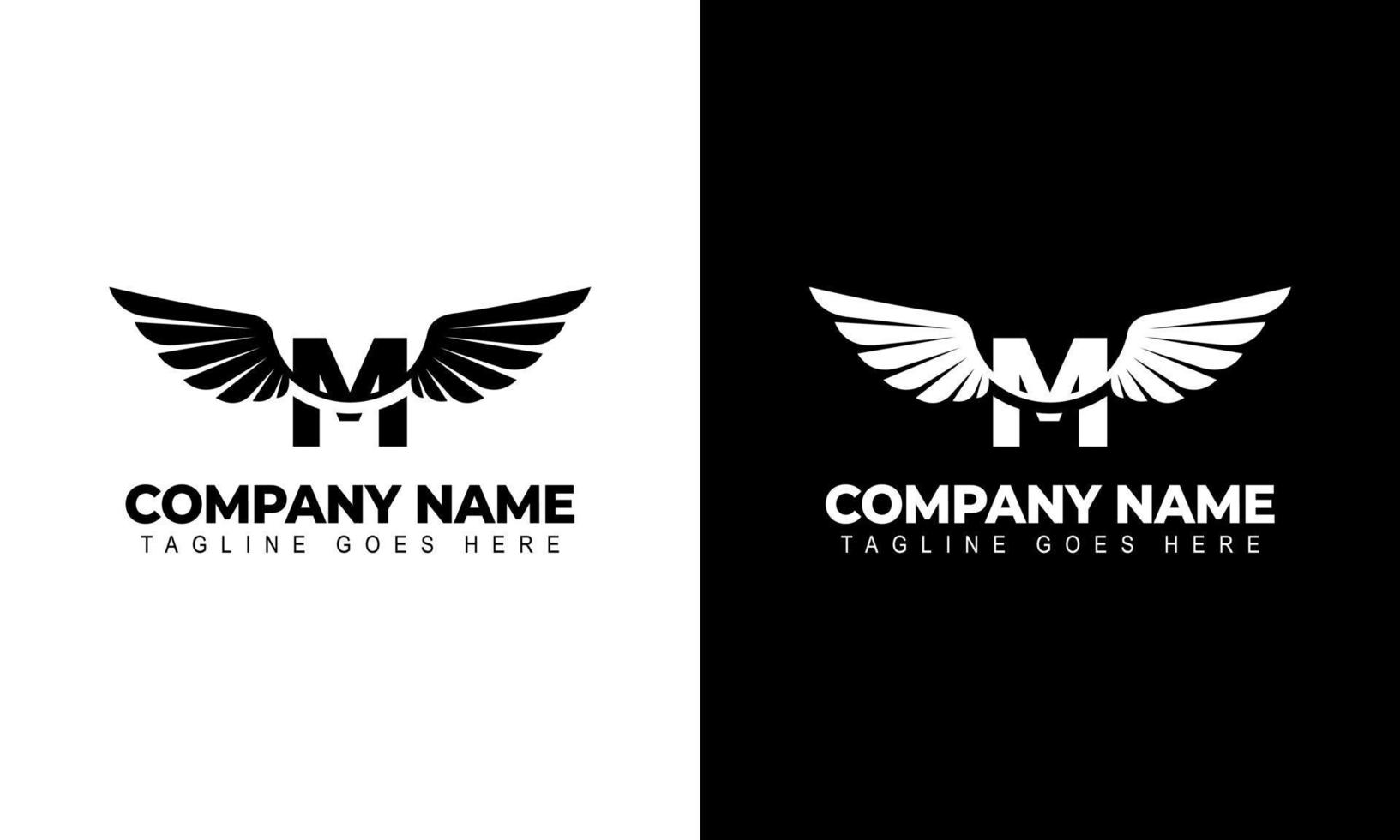 Letter M with wings logo label emblem sign stamp. Vector illustrations