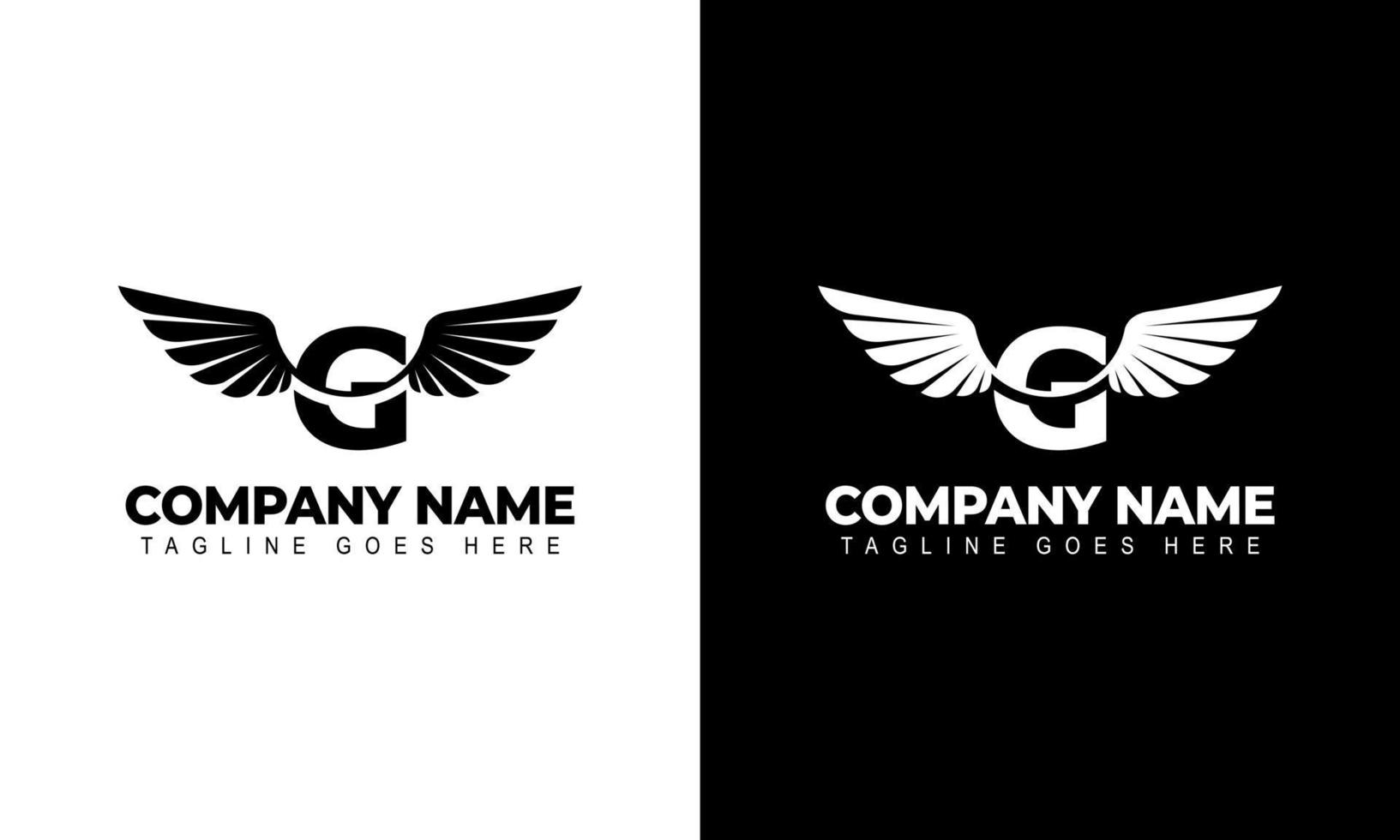 Letter G with wings logo label emblem sign stamp. Vector illustrations