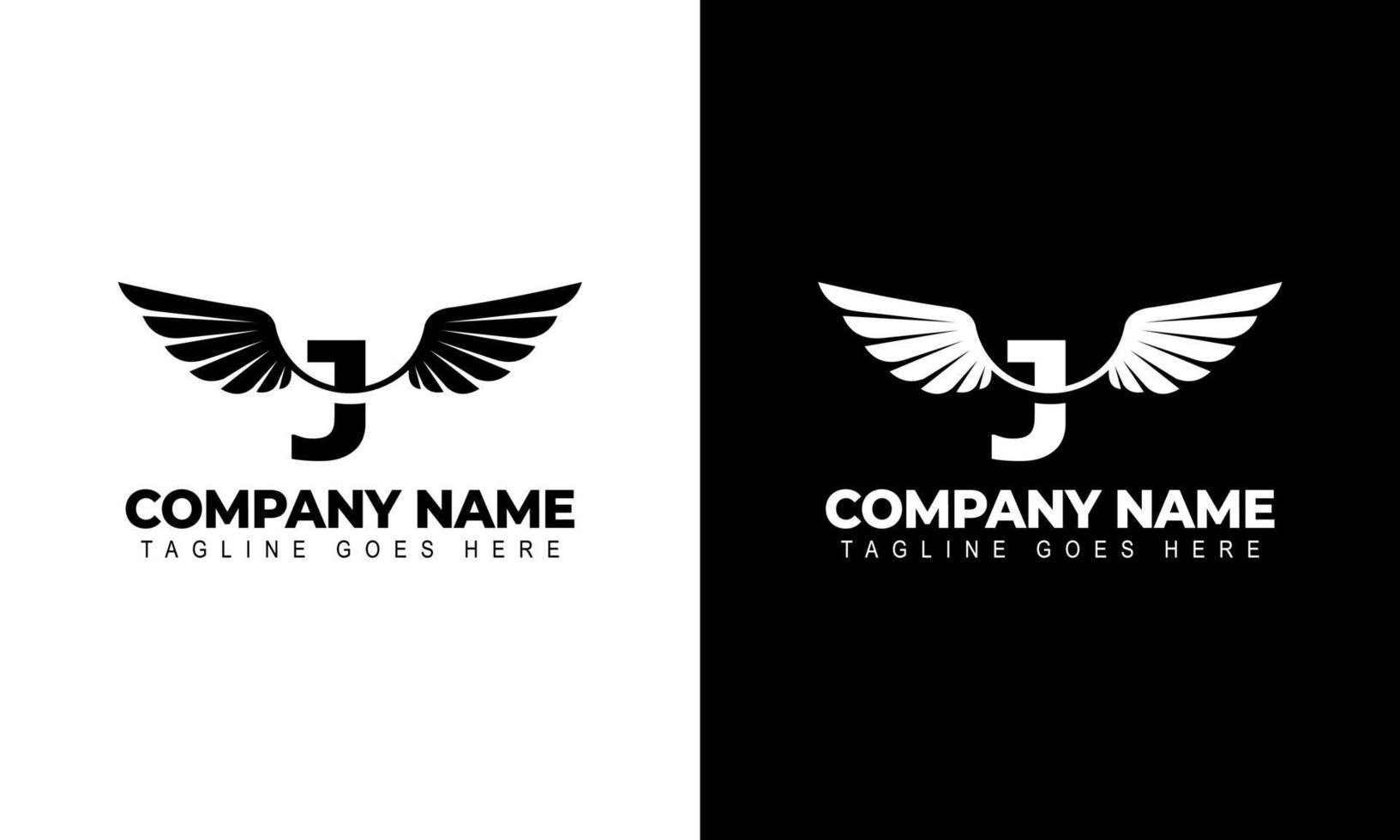 Letter J with wings logo label emblem sign stamp. Vector illustrations