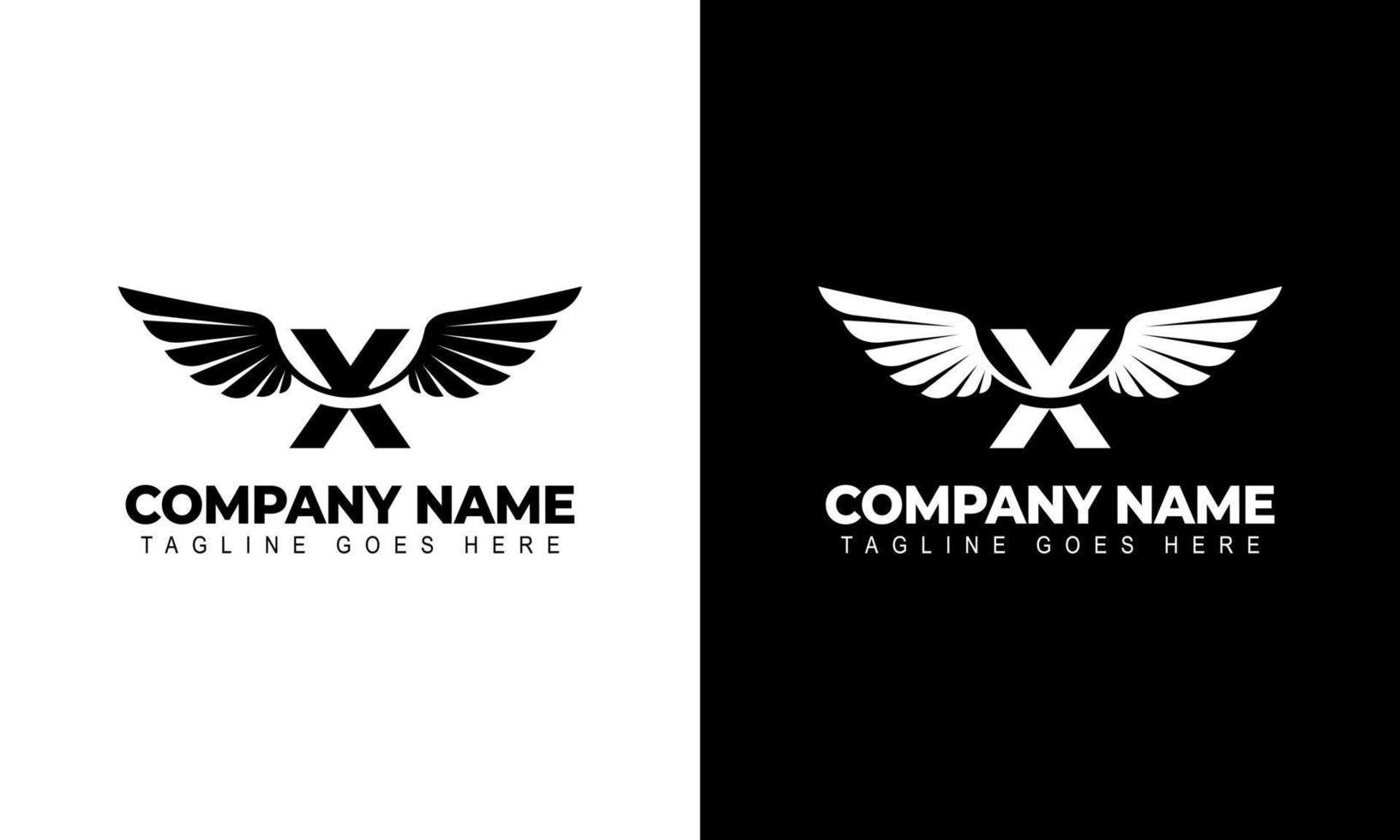 Letter X with wings logo label emblem sign stamp. Vector illustrations
