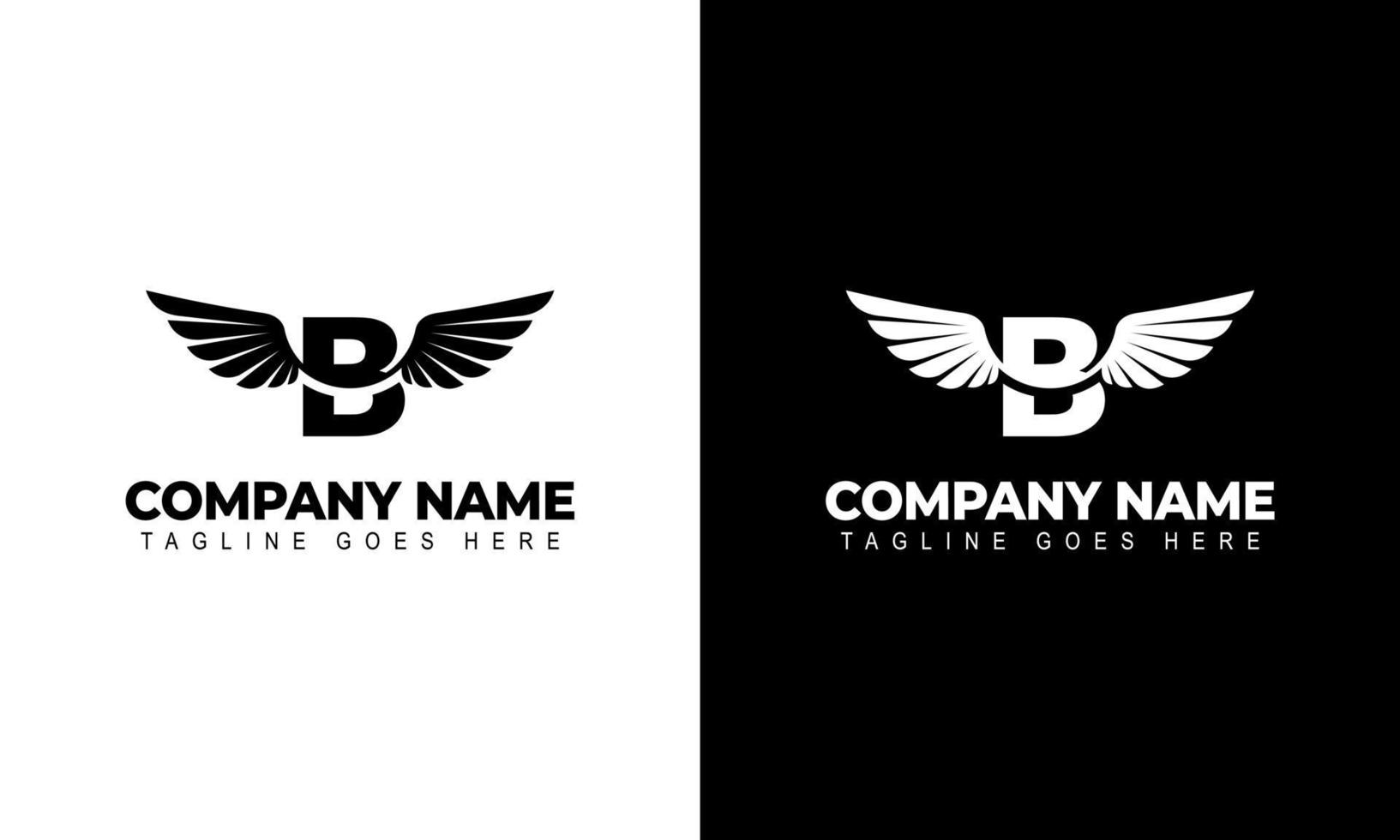 Letter B with wings logo label emblem sign stamp. Vector illustrations