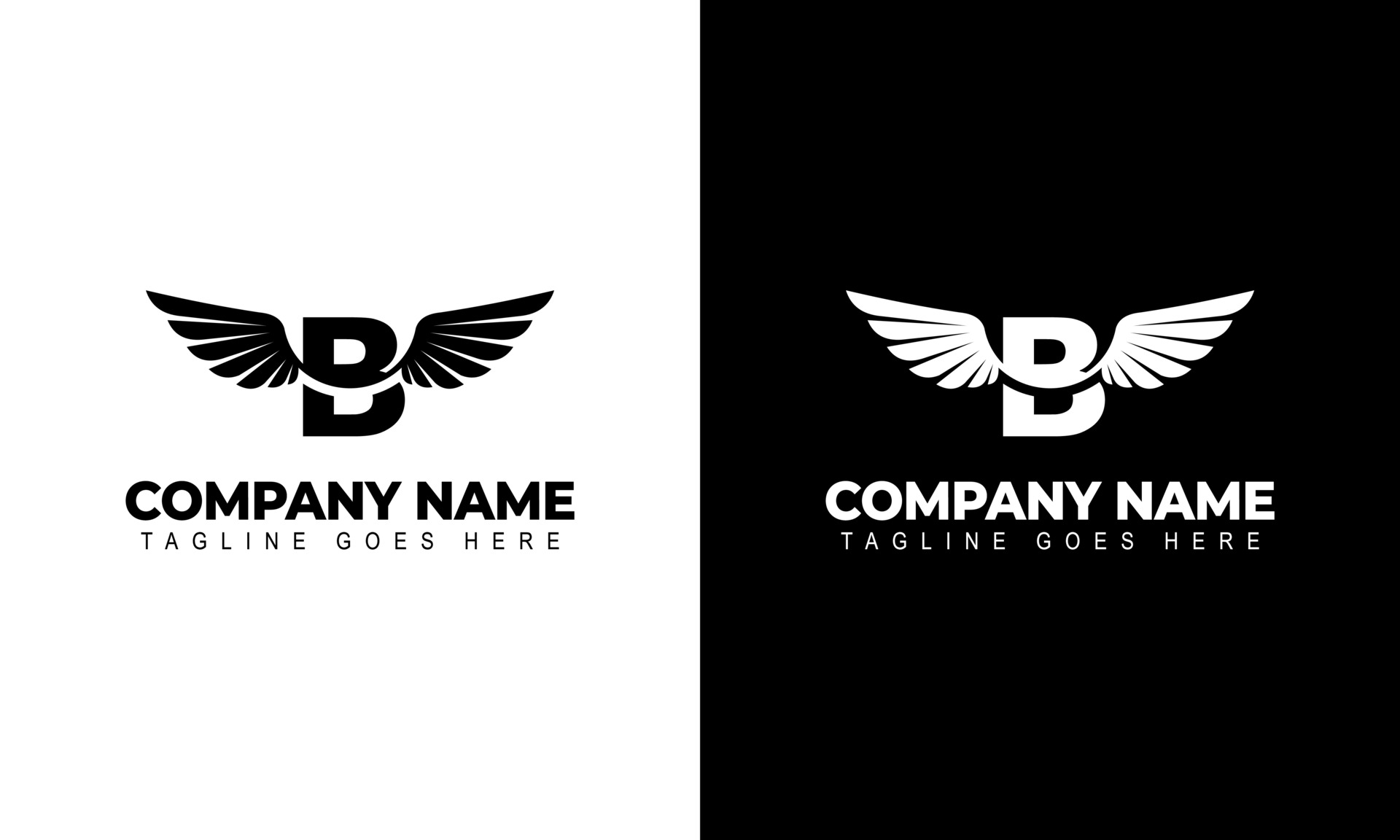 Letter B with wings logo label emblem sign stamp. Vector illustrations