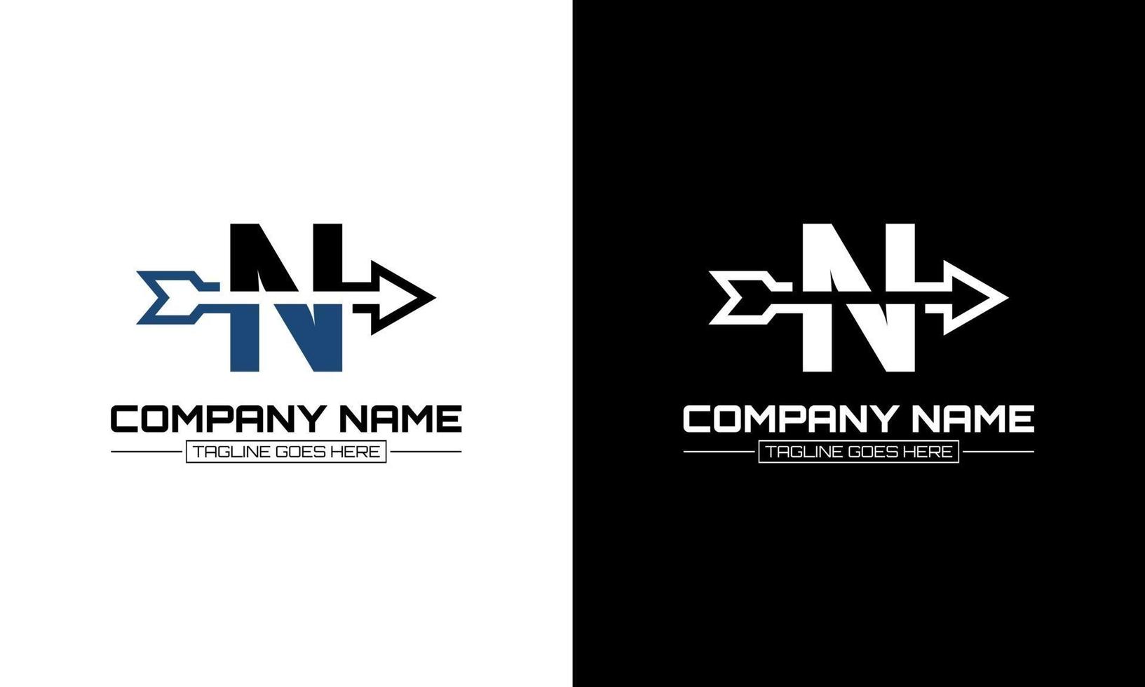 Vector illustration of letter N logo shape arrow graphic